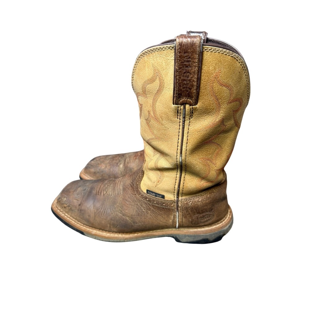 Justin Mens MJ2202 Composite Toe Brown Tan Leather Western Work Boots 10.5 D